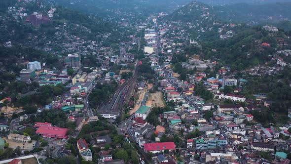 Aerial view of Kendy, a small town in Sri Lanka