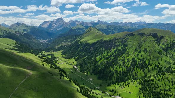 Dolomites mountains peaks on a sunny summer day