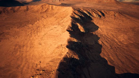 Aerial View of Red Desert with Sand Dune