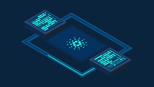 Cardano coin Cryptocurrency Block Chain Isometric Animation