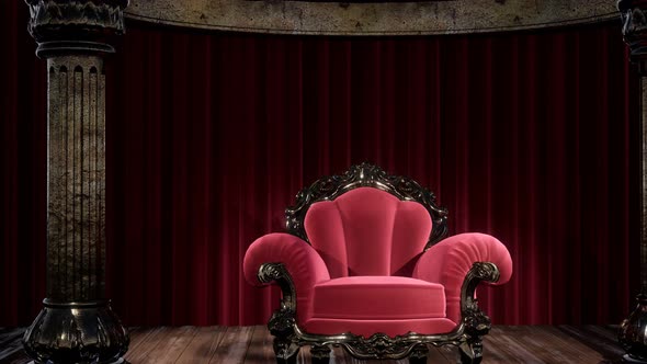 Luxurious Theater Curtain Stage with Chair alt