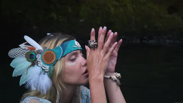 Tribal Style Woman in Dark Water