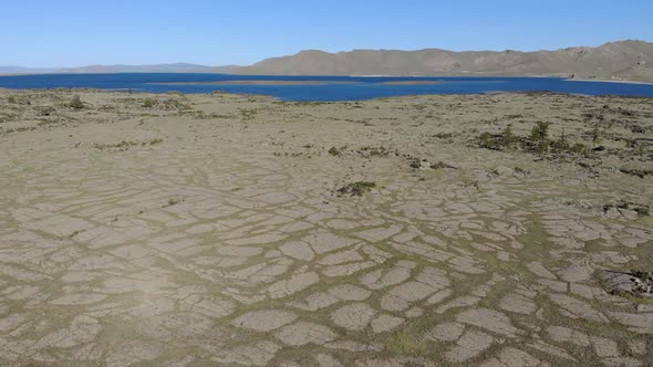 Volcanic Basalt Plateau Formed by Solidifying Lava Rocks