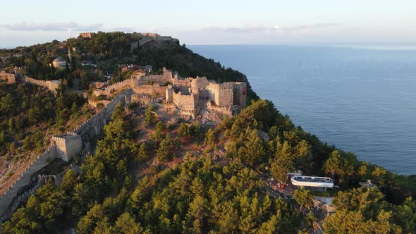 Aerial View Alanya Castle  Alanya Kalesi