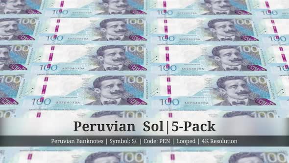 Peruvian Sol | Peru Currency - 5 Pack | 4K Resolution | Looped