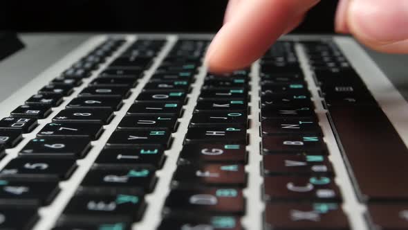 Hands of an Office Worker Typing on Keyboard, Close Up, Black