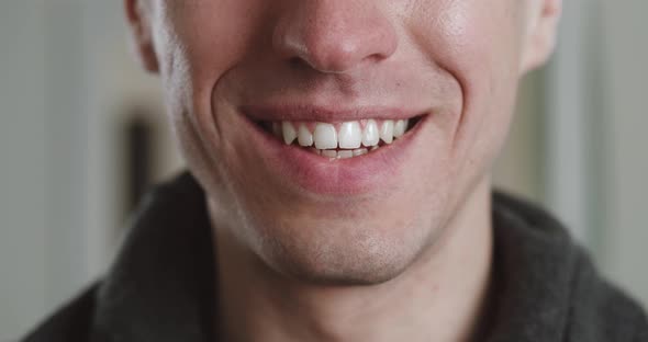 Close Up Male Mouth of Smiling with Teeth