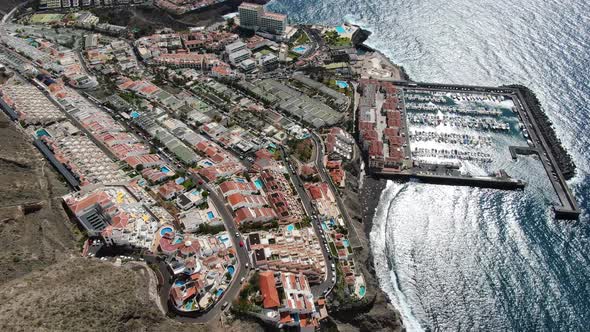 Aerial view of Los Gigantes coastal town in Tenerife, Canary Islands, Spain