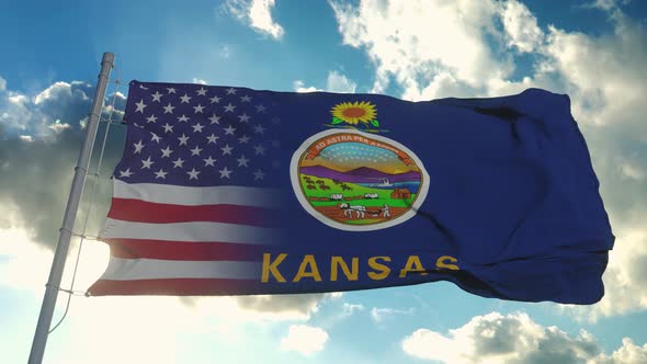 Flag of USA and Kansas State