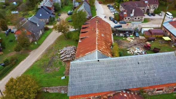 Aerial View of the Krimulda Palace in Gauja National Park Near Sigulda and Turaida, Latvia. Old Mano