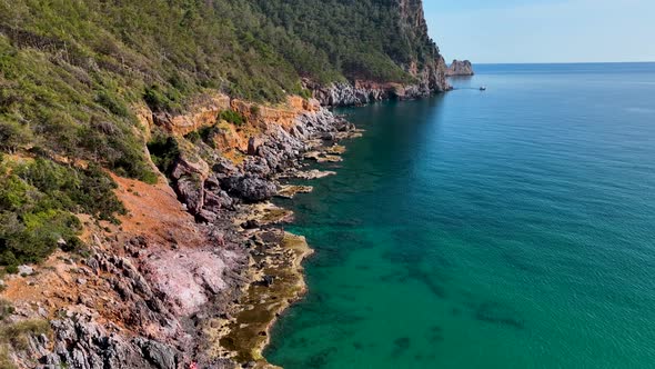 Fishing Near The Shore Sea Aerial View 4 K