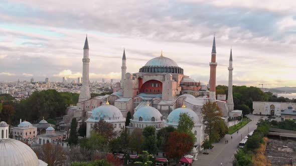 Hagia Sophia Drone Aerial View 