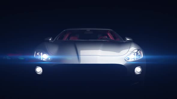 Car in the studio. camera movement on the car front close-up view dynamic lighting alt