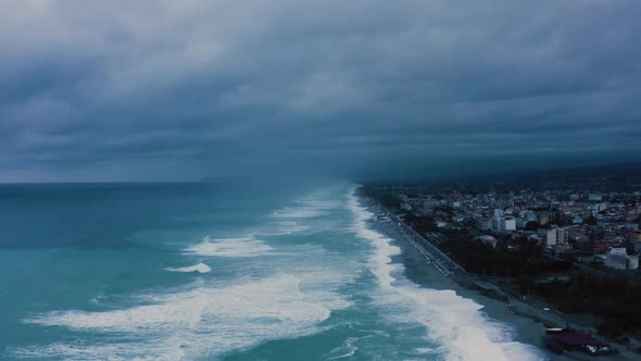 Coast near the ocean during a Hurricane 