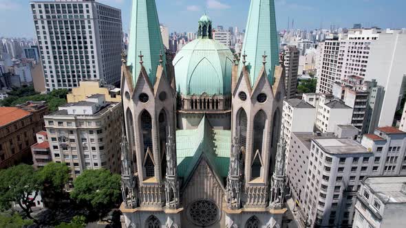 Metropolitan Cathedral of Sao Paulo at Sé Square ground zero downtown Sao Paulo