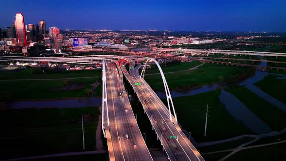 Margaret Mcdermott Bridge and the Highway in Dallas