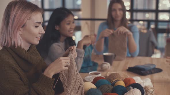 Knitting young girls