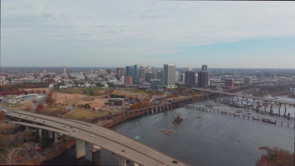 The city of Richmond Virginia as seen from the James River