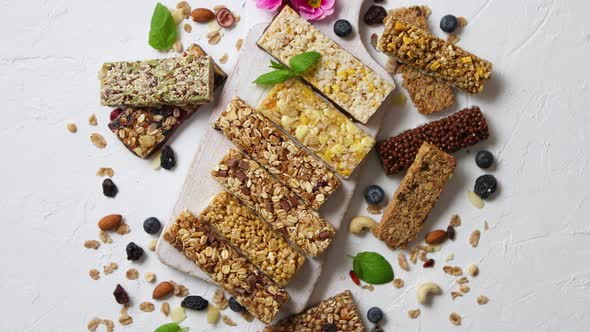 Homemade Gluten Free Granola Bars with Mixed Nuts Seeds Dried Fruits