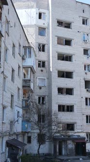 Vertical Video of a Destroyed Building in Borodyanka Ukraine