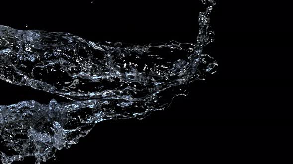 Super Slow Motion Shot of Water Splash Isolated on Black Background at 1000Fps