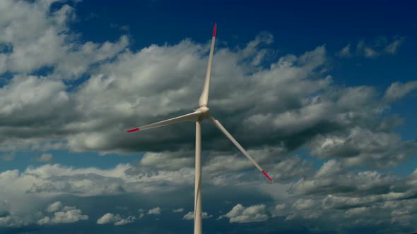 Modern Wind Turbine Producing Electricity Power