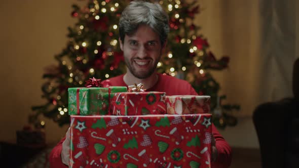 Boy With Christmas Gifts Box