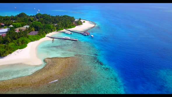 Aerial scenery of marine sea view beach voyage by aqua blue sea and white sand background of adventu