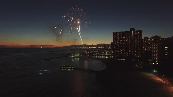 Night sky Video Footage - Footage Of A Fireworks Near The Ocean