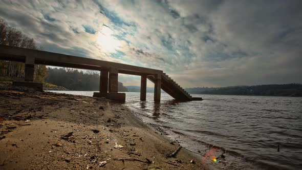 Time lapse of a lake with sunset 