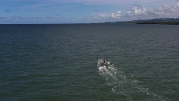 4k 24fps Drone Shoot Of The Boat In The Middle Of The Sea With Fisherman 2