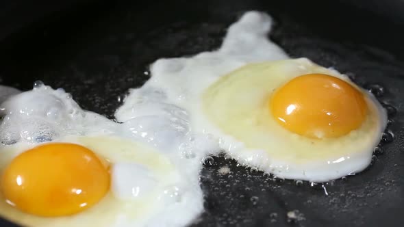 Frying Two Eggs On A Frying Pan