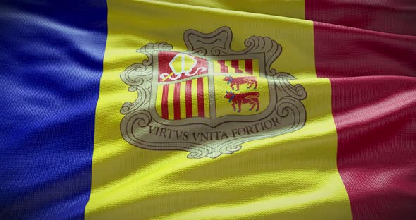 Andorra flag waving 4K looped