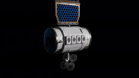 a string of artificial earth satellites orbiting next to each other. animation  alpha channel