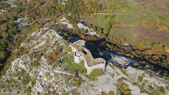 Aerial Shot of the Fortress Kosmach in Montenegro