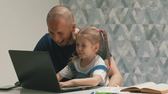 Slow Motion Dad with Little Daughter Laugh