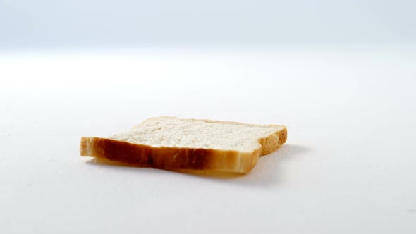 Single bread slice on white background