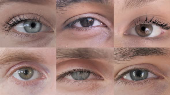 Collage of Blinking Eye of Young People