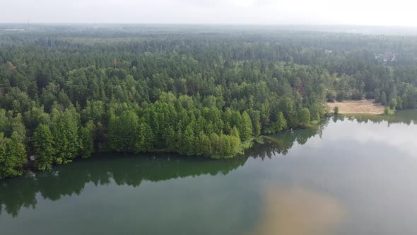 Drone Flying Over Lake Sideways