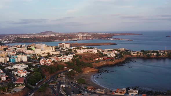 Aerial view of Praia city in Santiago - Capital of Cape Verde Islands - Cabo Verde