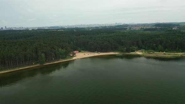 The Embankment of the Zaslavsky Reservoir or the Minsk Sea Near the City of Minsk