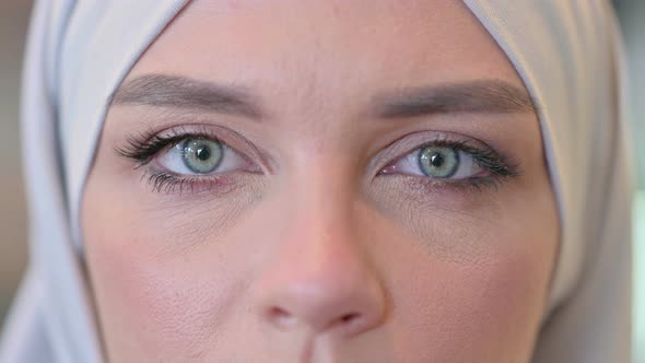 Eyes of Young Arab Woman in Hijab Looking at the Camera 