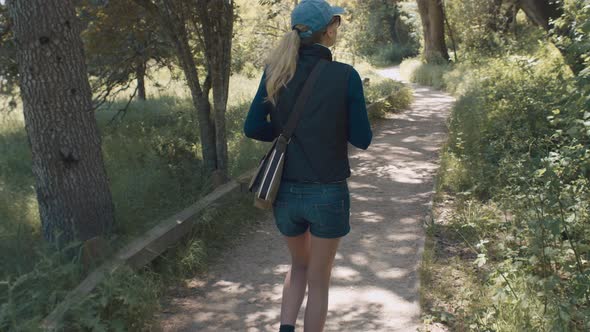 Girl Hiking In The Park