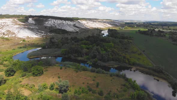 Aerial Drone View to Dvurechansky National Natural Park Kharkov Region Ukraine