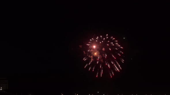 Colourful Fireworks in the Night Sky at Summer Festival