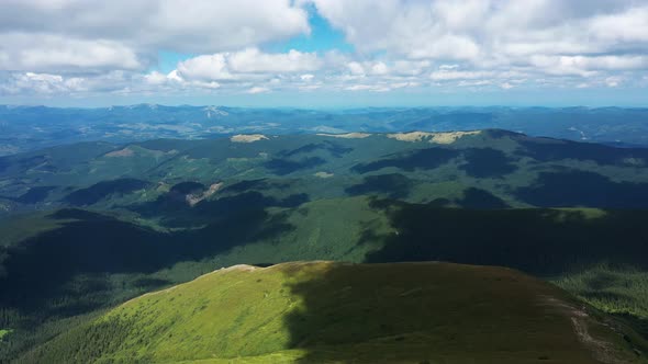 Carpathian Mountains Montenegrin Ridge View From the Top of Mount Hoverla Aerial View