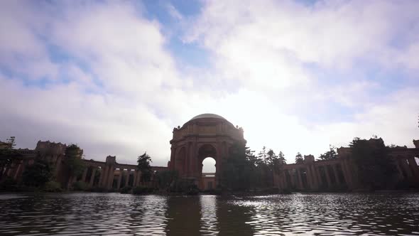 The Palace of Fine Arts, cloudsing fast and lake