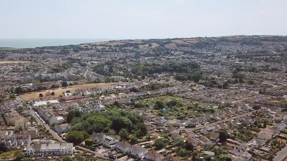 Aerial Fly over of the town of Brixham