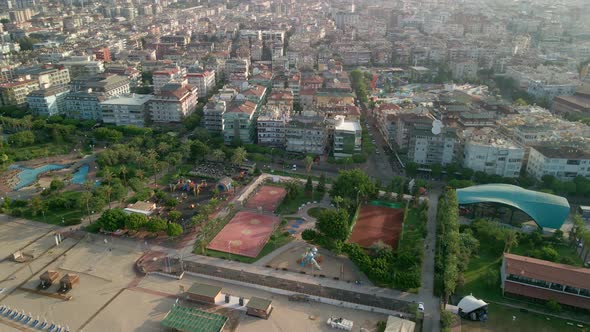 Top View at Sunrise on the City of Alanya