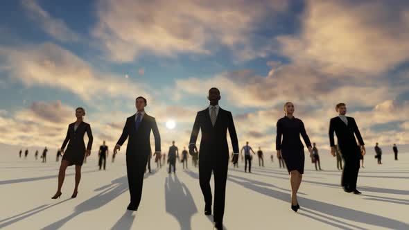 Successful Business People Walking Towards Camera 4K alt
